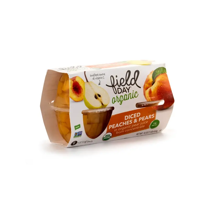 Field Day Organic Diced Peaches & Pears – 454G Fruit Blend In Juice 1
