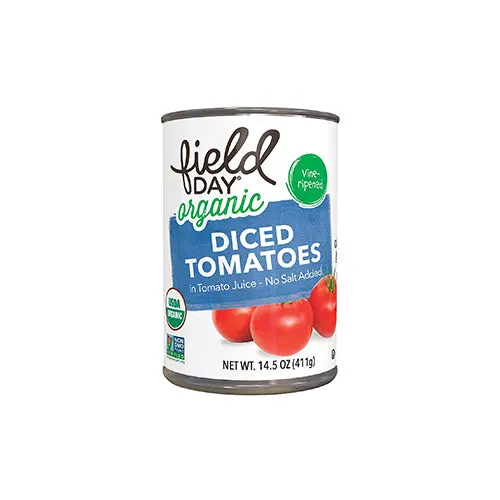 Field Day Organic Diced Tomatoes In Juice – 411G No-Salt-Added Variety 1