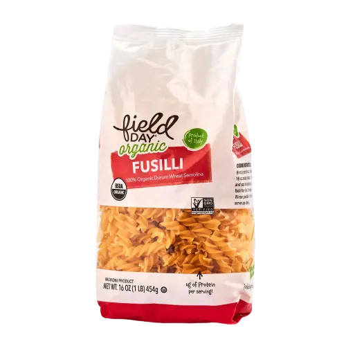 Field Day Organic Fusilli Pasta – 454G Spiral-Shaped Whole Wheat Pasta 1
