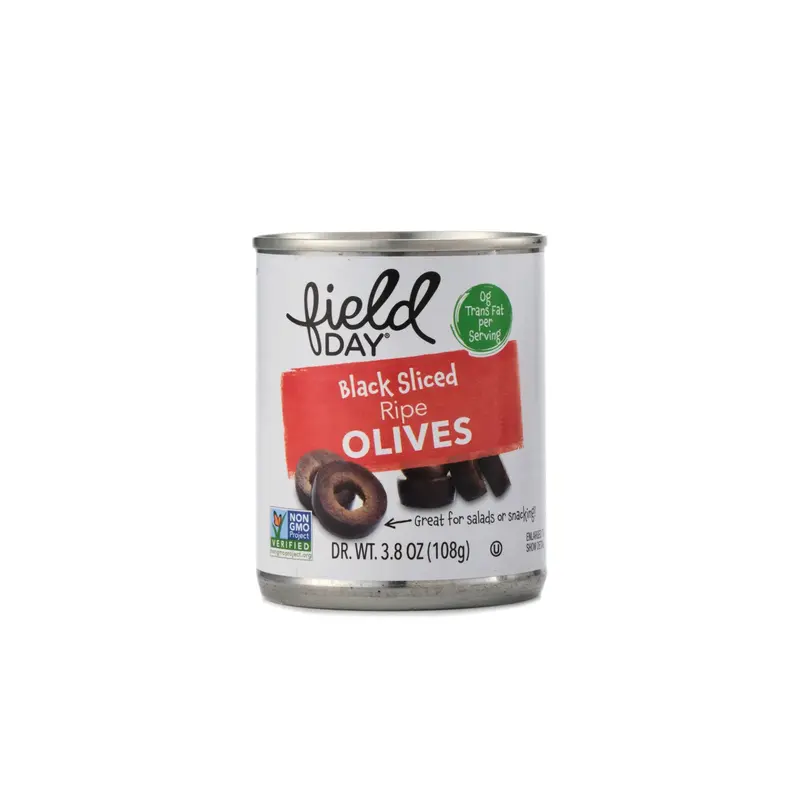 Field Day Sliced Black Olives – 108G Ready-To-Serve Jar 1