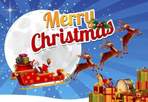 Flying Sleigh Santa Holiday Postcard – Festive Illustrated Card 1