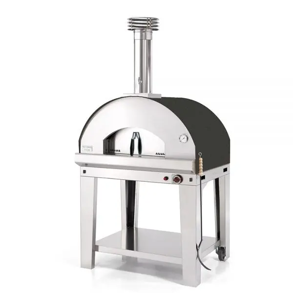 Fontana Mangiafuoco Anthracite Gas-Fired Pizza Oven With Integrated Trolley 1