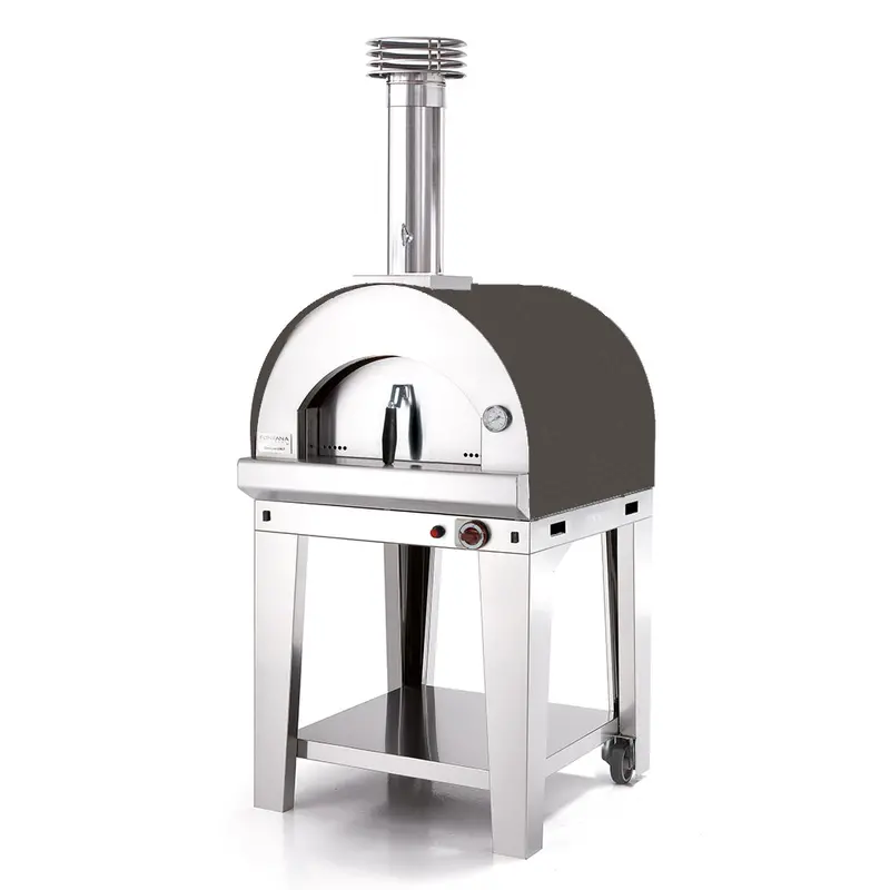 Fontana Margherita Anthracite-Finish Gas Pizza Oven With Rolling Trolley 1