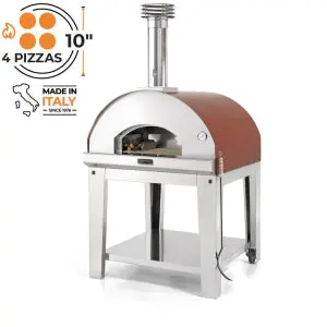 Fontana Marinara Stainless Steel Dual-Fuel (Wood/Gas) Pizza Oven With Trolley 1