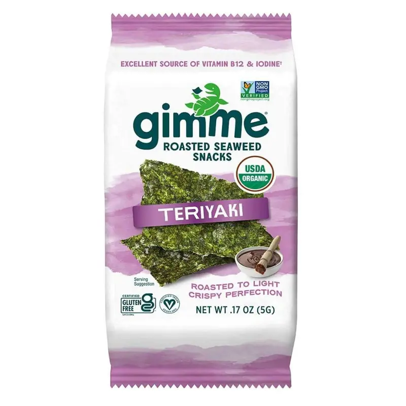 Gimme Organic Roasted Seaweed Snacks – 10G Teriyaki Flavor, Low-Calorie 1