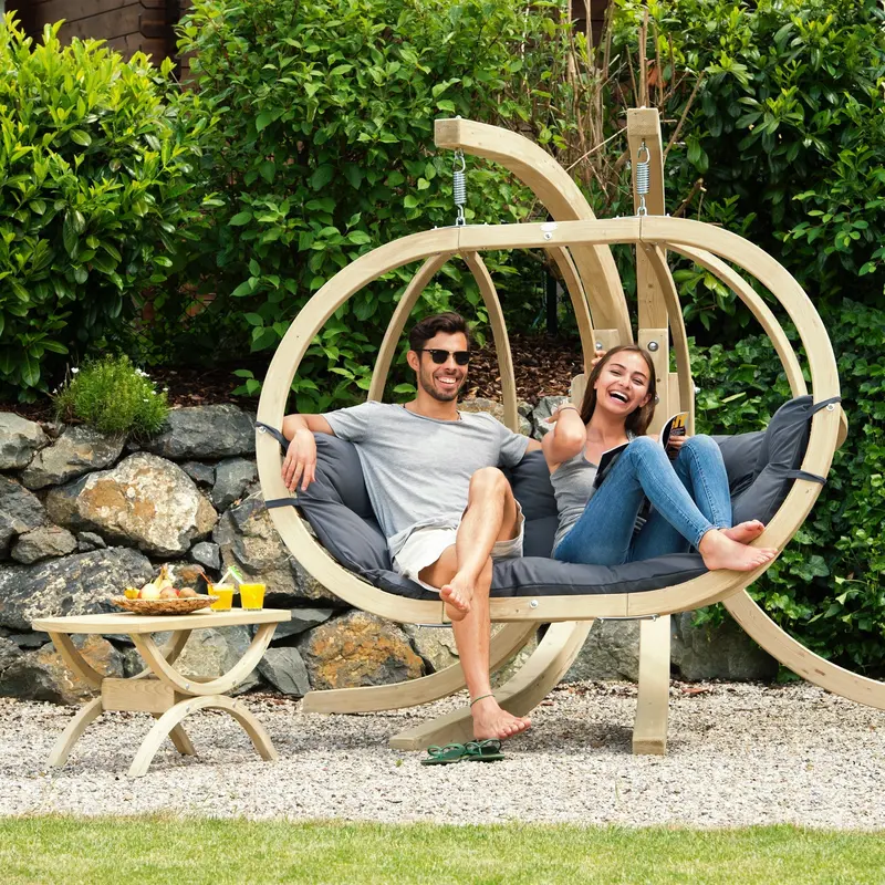 Globo Royal Double Hanging Chair Set – Weatherproof Anthracite Grey 1