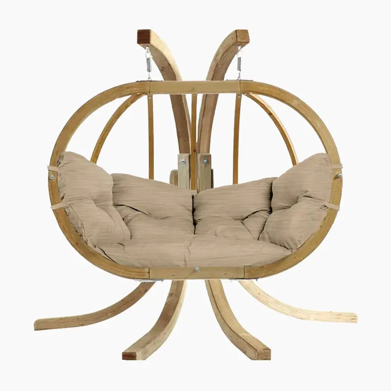 Globo Royal Double Hanging Chair Set – Weatherproof Sahara Sand 1