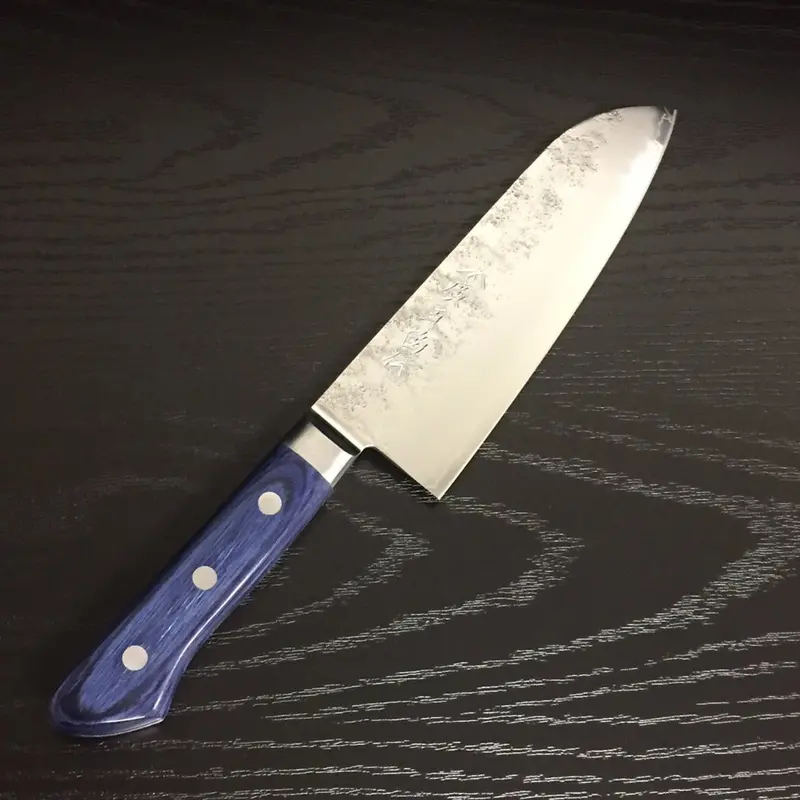 Gokaden Nashiji-Finish Stainless Santoku – Textured Rustic Blade 1