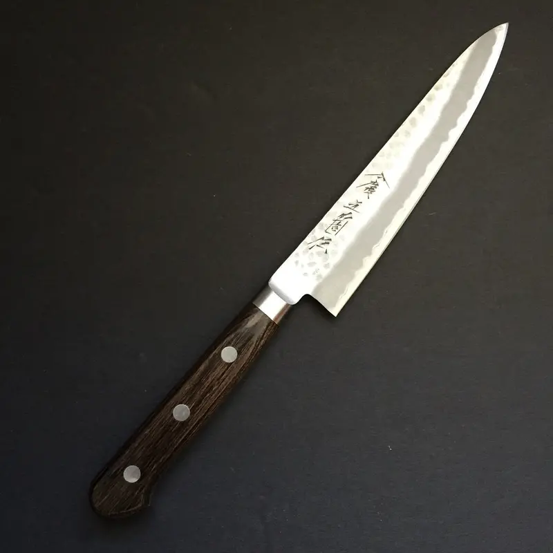 Gokaden Super Blue Steel Petty Knife – 135 Mm Hammered Damascus Blade 1