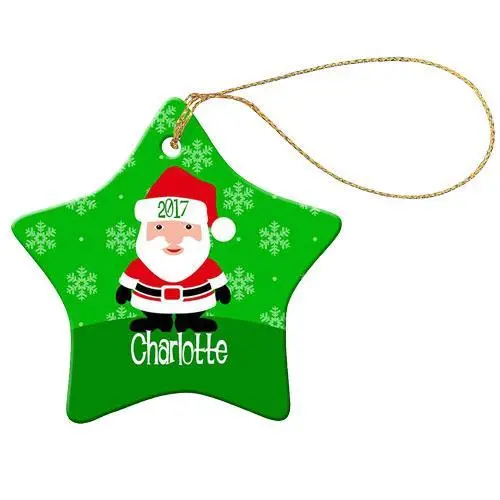 Green Santa & Star Christmas Ornament – Festive Theme 1