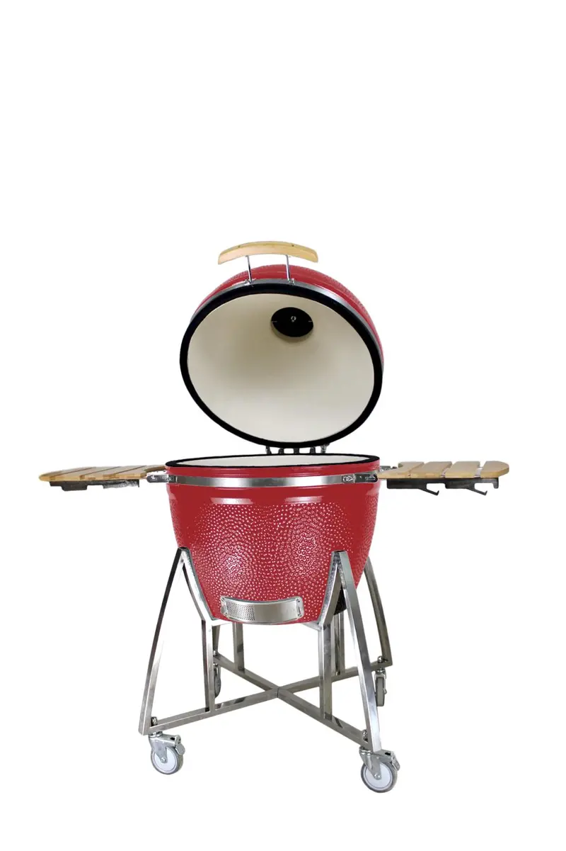 Grill King 16″ Red Kamado Grill – Compact Ceramic Charcoal Bbq With Mobile Trolley & Work Surfaces 1