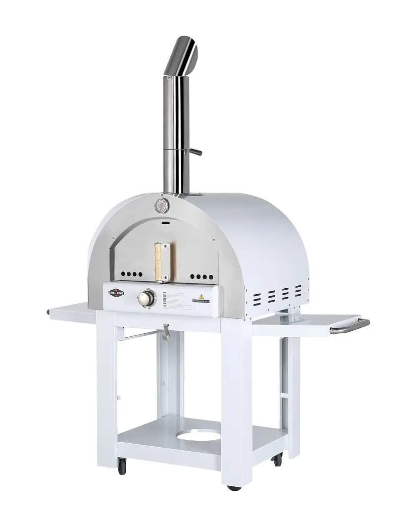 Grill King 22-Inch Outdoor Gas Pizza Oven — Stainless Steel Trolley Model With Pizza Stone 1