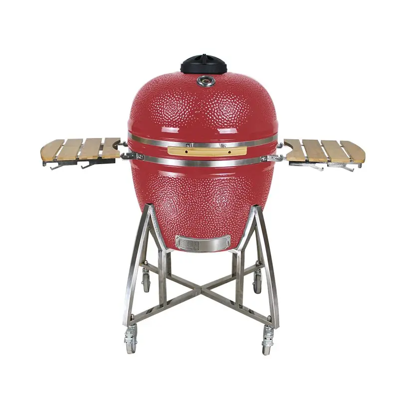 Grill King 27″ Kamado Ceramic Charcoal Grill – Heavy-Duty Unit With Trolley & Side Tables 1