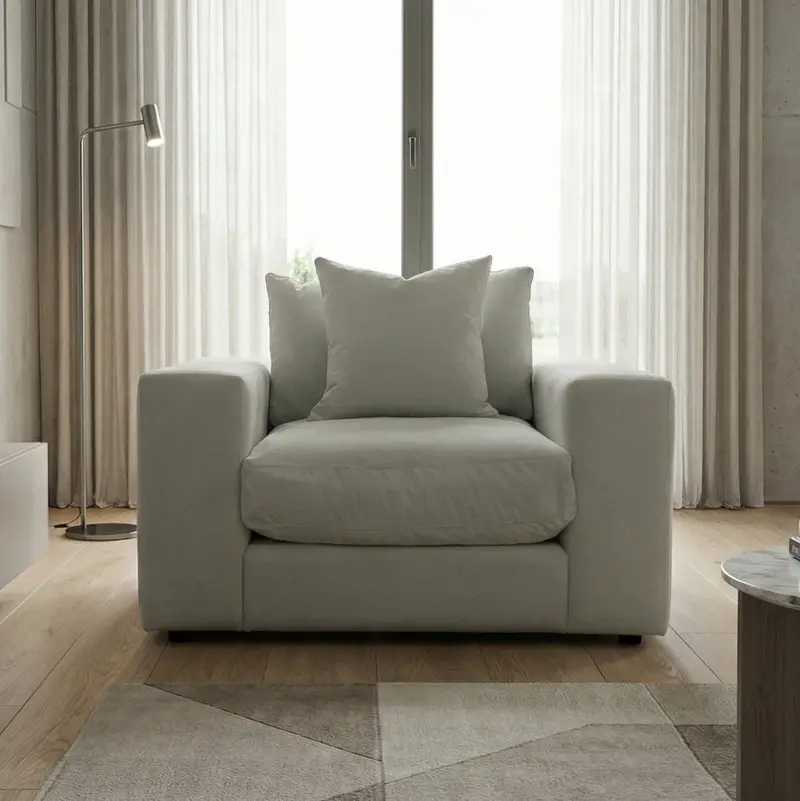 Hampshire Modular Armchair – Classic Grey Fabric, Contemporary Outdoor Lounge Seat 1