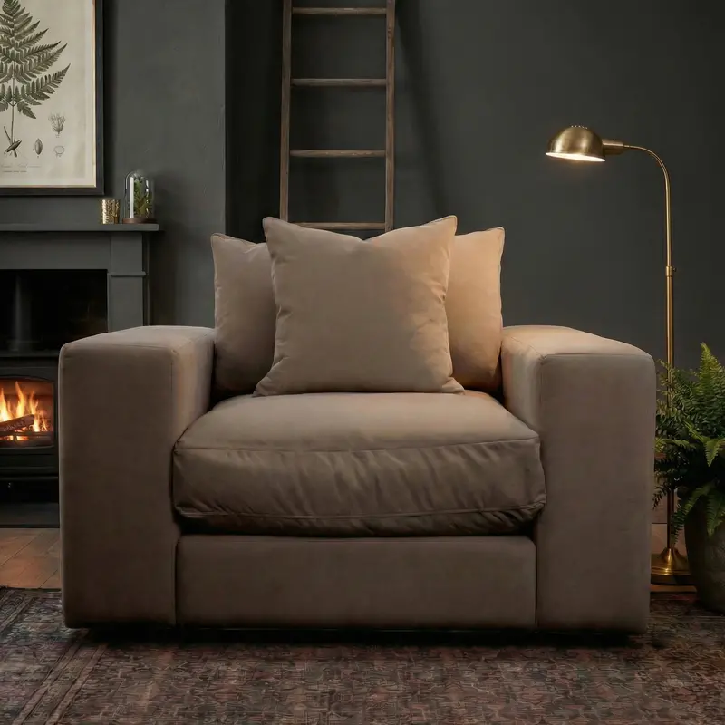 Hampshire Modular Armchair – Cocoa Brown Warm Fabric, Cozy Outdoor Seating Choice 1