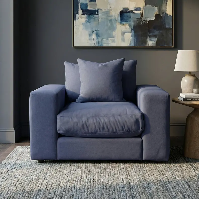 Hampshire Modular Armchair – Midnight Blue Premium Fabric, Stylish Outdoor Accent Chair 1