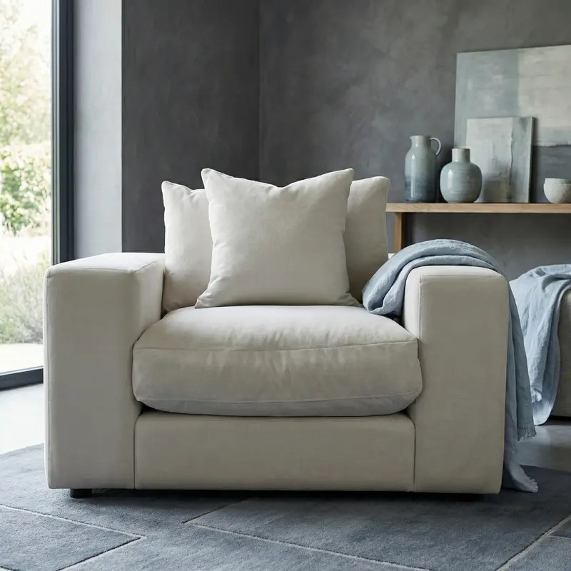 Hampshire Modular Armchair – Warm Grey Neutral Upholstery, Modern Patio Lounge Chair 1