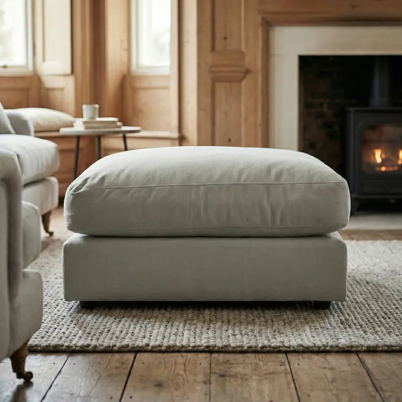 Hampshire Modular Footstool – Classic Grey Matching Upholstery, Lounge Companion Piece 1