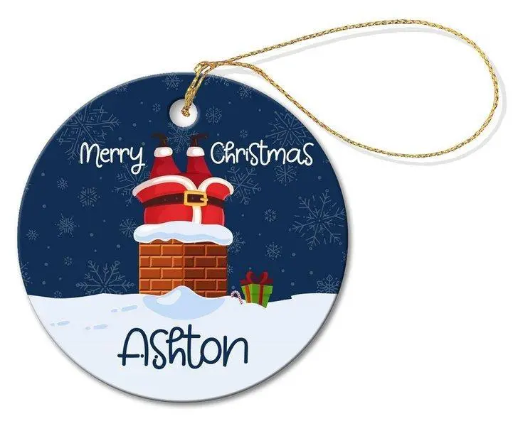 Handcrafted Porcelain Chimney Ornament – Round Holiday Decor 1