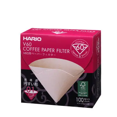 Hario V60 Natural Brown Paper Coffee Filters (100-Pack) 1