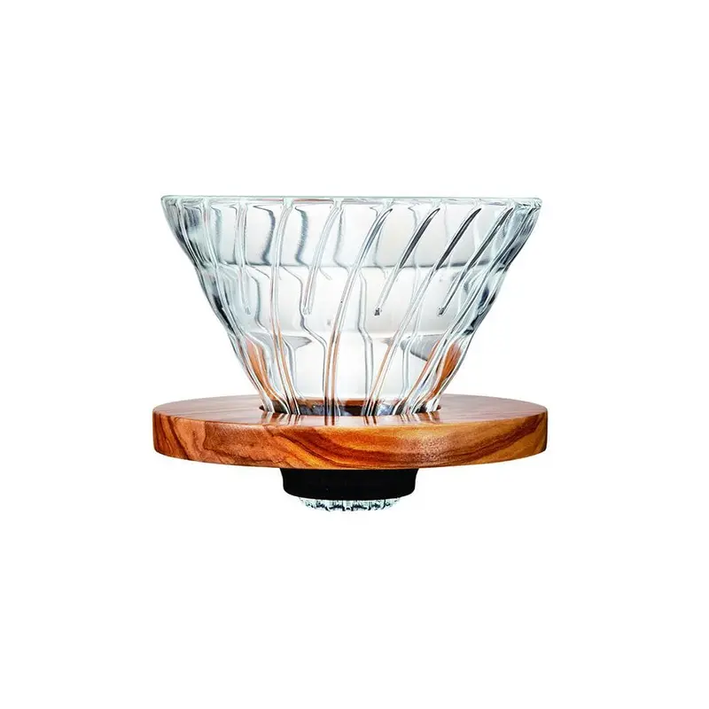 Hario V60 Olive Wood Dripper – Size 02, Handcrafted Grain Detail 1