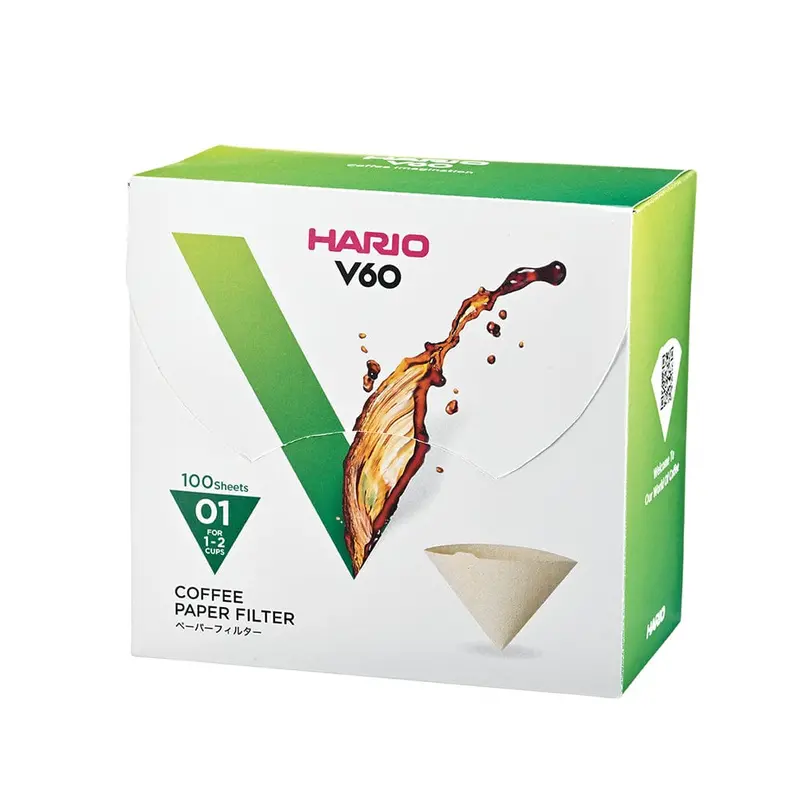 Hario V60 Size 01 Brown Paper Filters – 100-Count Boxed Retail Pack 1