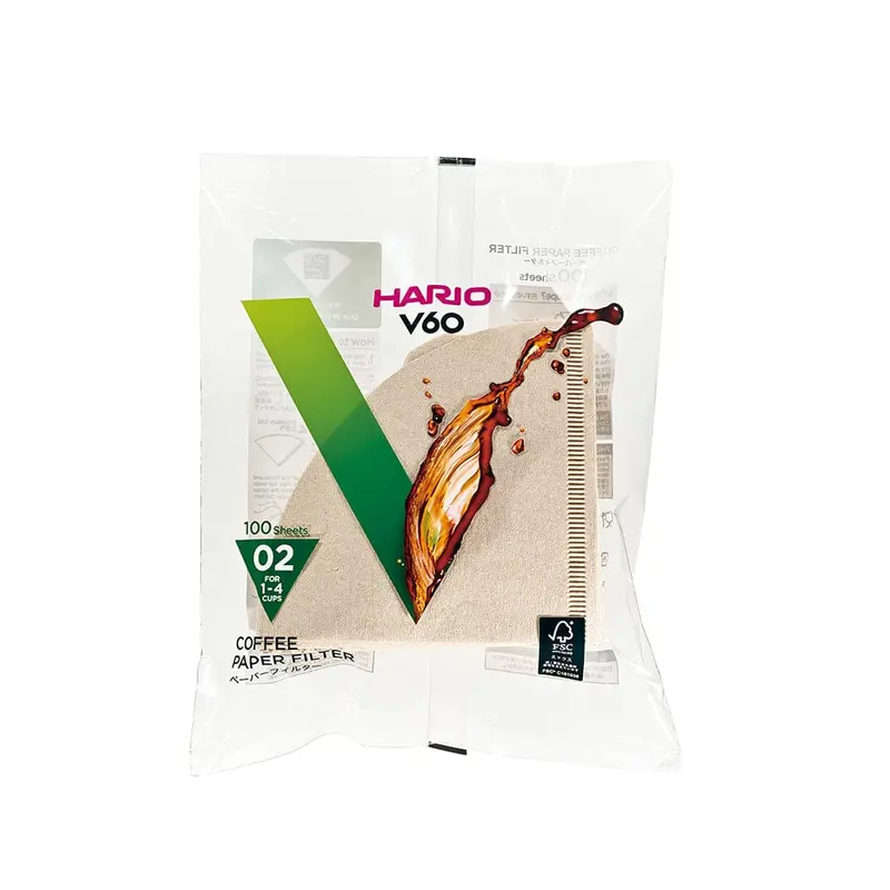 Hario V60 Size 02 Brown Paper Filters – 100-Count Resealable Bag 1