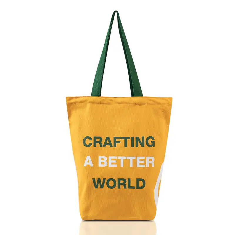 Healthy Options Orange Ethical Living Tote – ‘Crafting A Better World’ Design 1