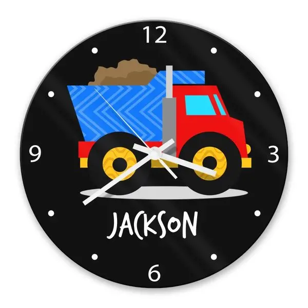 Heavy-Duty Truck Glass Wall Clock – Rugged Vehicle Theme For Playrooms 1