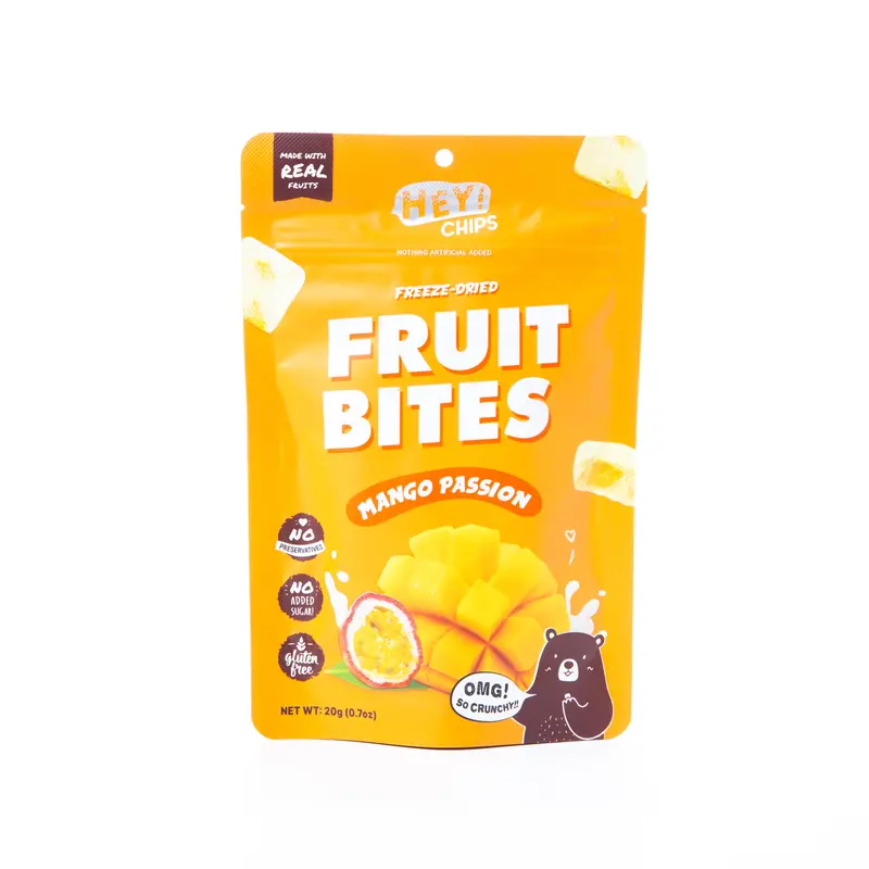 Hey! Chips Freeze-Dried Mango & Passionfruit Bites – 20G 1