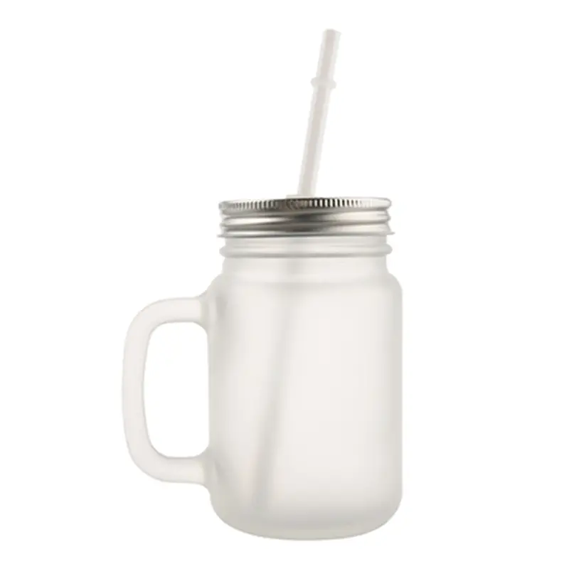 Hpn Sublicraft Frosted Glass Mason Jar – 12 Oz, Sublimation-Ready With Straw & Handle 1