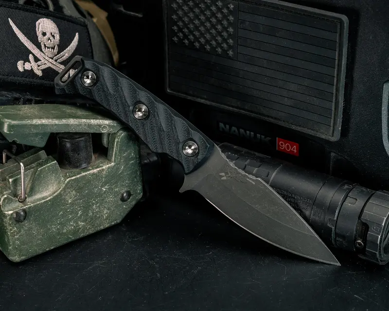 Ishi Everyday Carry Knife – Black G10 Handle, Titanium Allen Bolts, Textured Grip 1