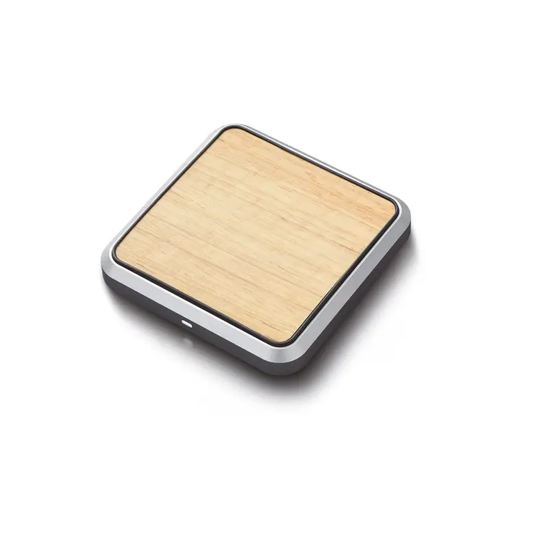 Joy Resolve 10W Wireless Charging Pad – Blond Wood & Silver Trim 1