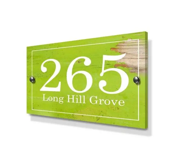 Large Beach-Themed Metal House Sign – Weathered Green Finish 1