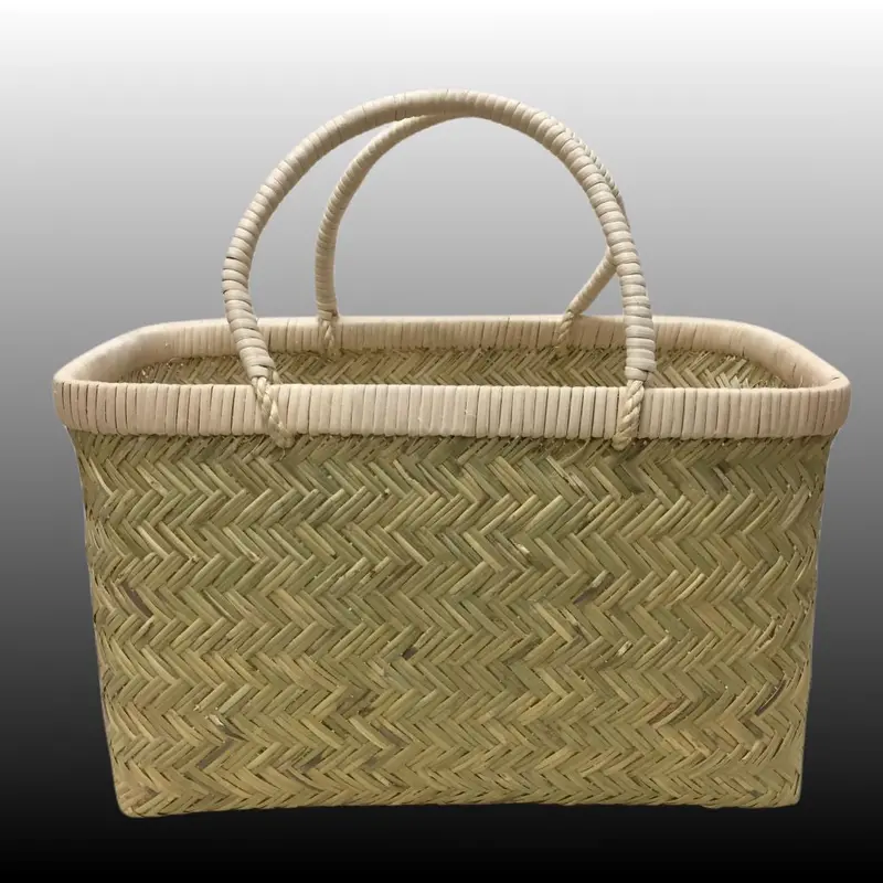 Large Ichiba Bamboo Basket – 9" × 16.5" × 9.5" 1