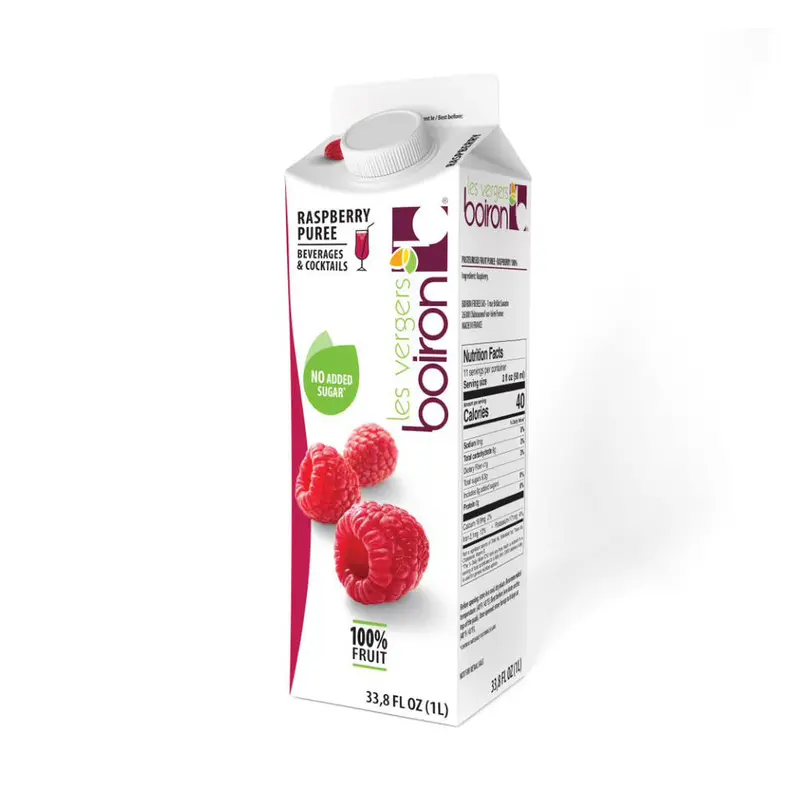 Les Vergers Boiron Raspberry Puree – Shelf-Stable, Unpasteurized Fruit Base For Chefs (1 L) 1