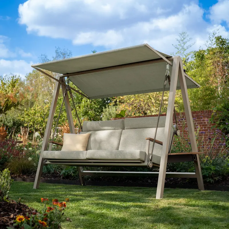 Lima Deluxe Aluminium Garden Swing Seat – Latte Finish 1