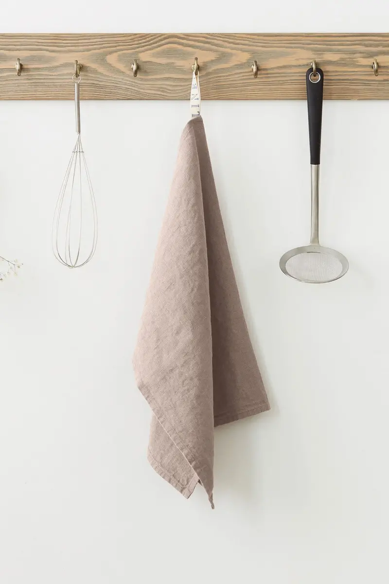 Linen Kitchen Towel Featuring Portobello Mushroom Hue 1