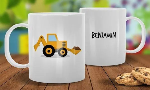 Little Digger White Plastic Mug – Kid-Friendly Design 1