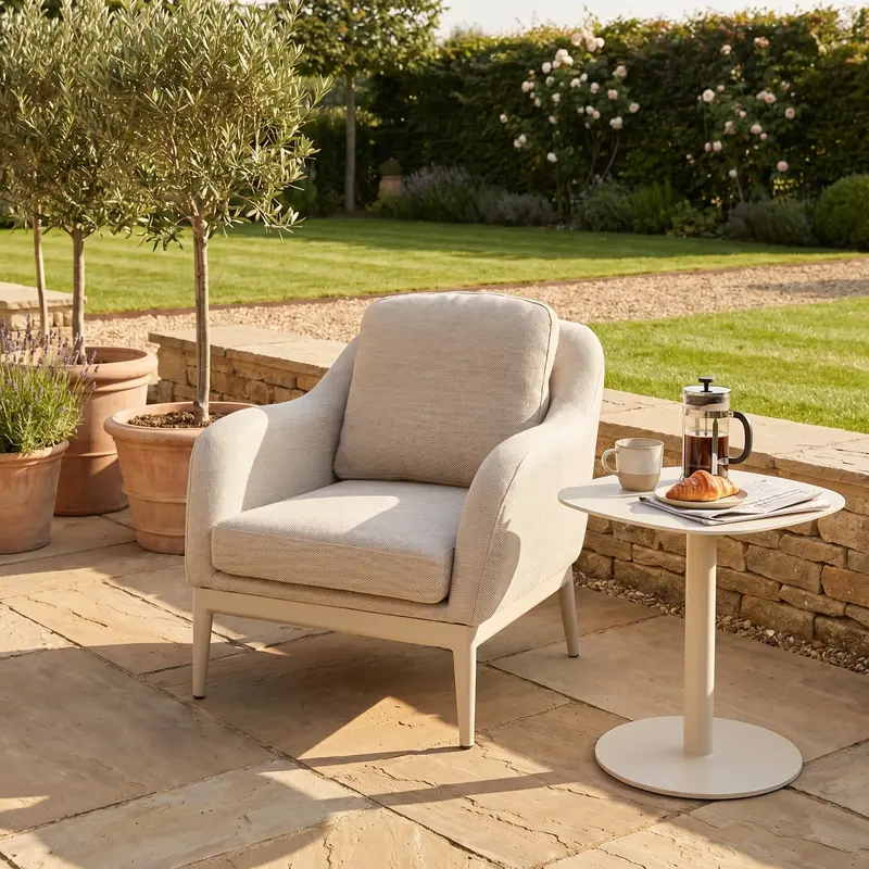 Luna Outdoor Fabric Armchair – Warm Fawn 1