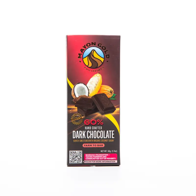 Mayon Gold 60% Single-Origin Dark Chocolate Bar – 50G Rich Cocoa Experience 1