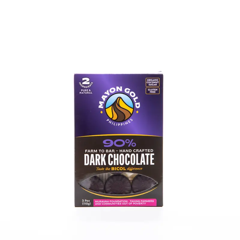 Mayon Gold 90% Dark Chocolate Crowns – 110G Extra-Bitter Artisan Confection 1