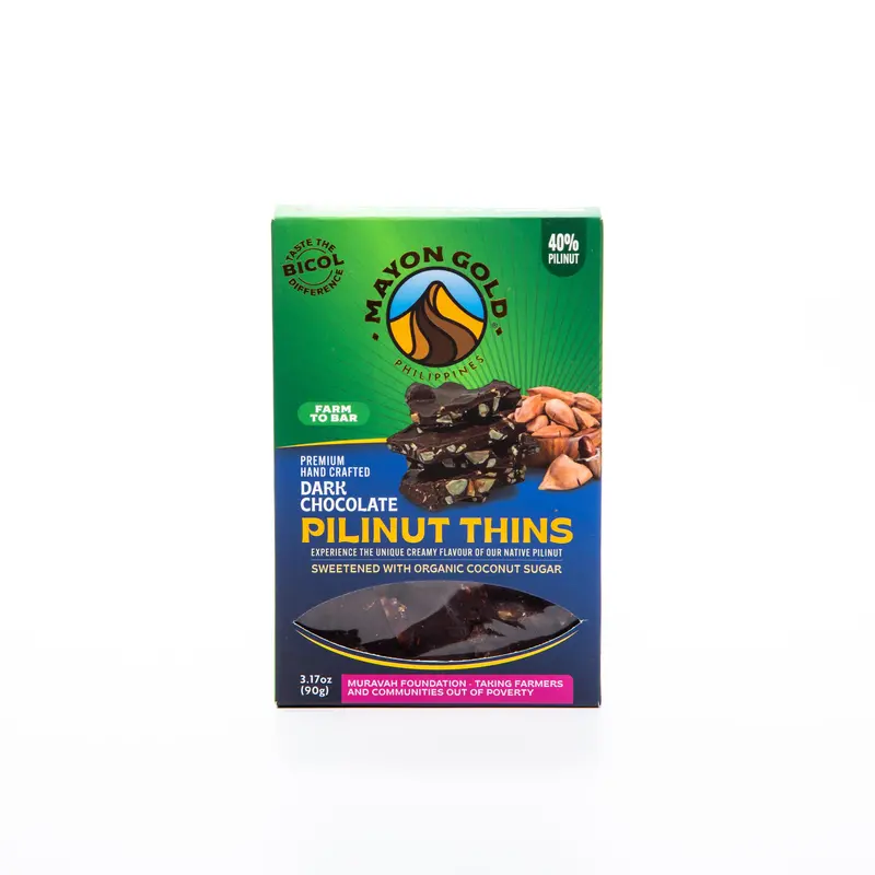 Mayon Gold Pili Nut Thins – 90G Crispy Dark Chocolate Snack 1