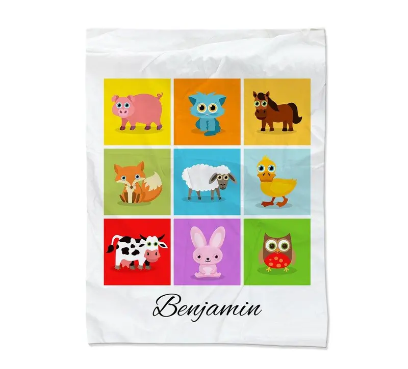 Medium Farm Animal Theme Throw Blanket (45X60 In) 1