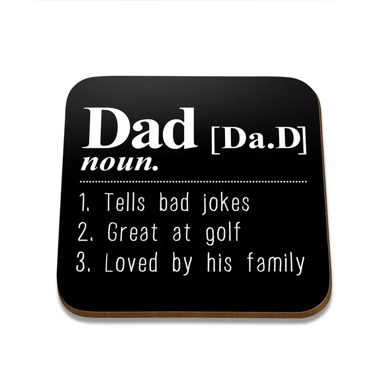 Minimalist Square Coaster – Single (Dad Noun Design) 1