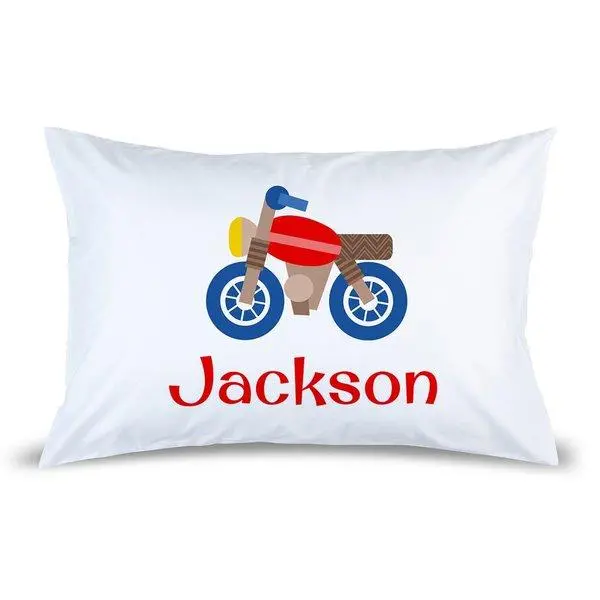 Motorcycle-Print Pillowcase – Soft Cotton Fabric 1