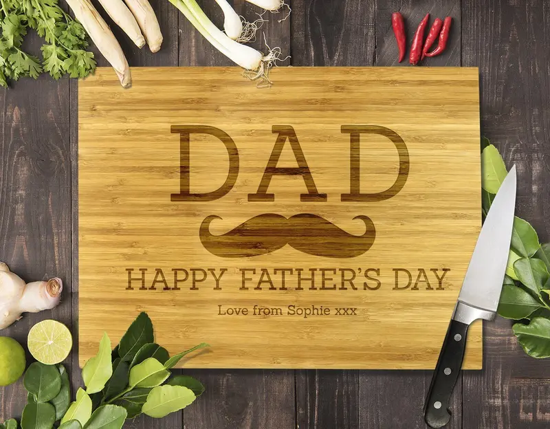 Mustache-Embellished Bamboo Cutting Board – 8" X 11" 1
