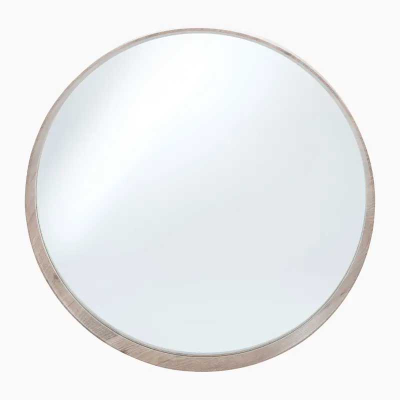 Natural Wood Veneer Round Wall Mirror – Minimalist Design, Pacific Lifestyle 1