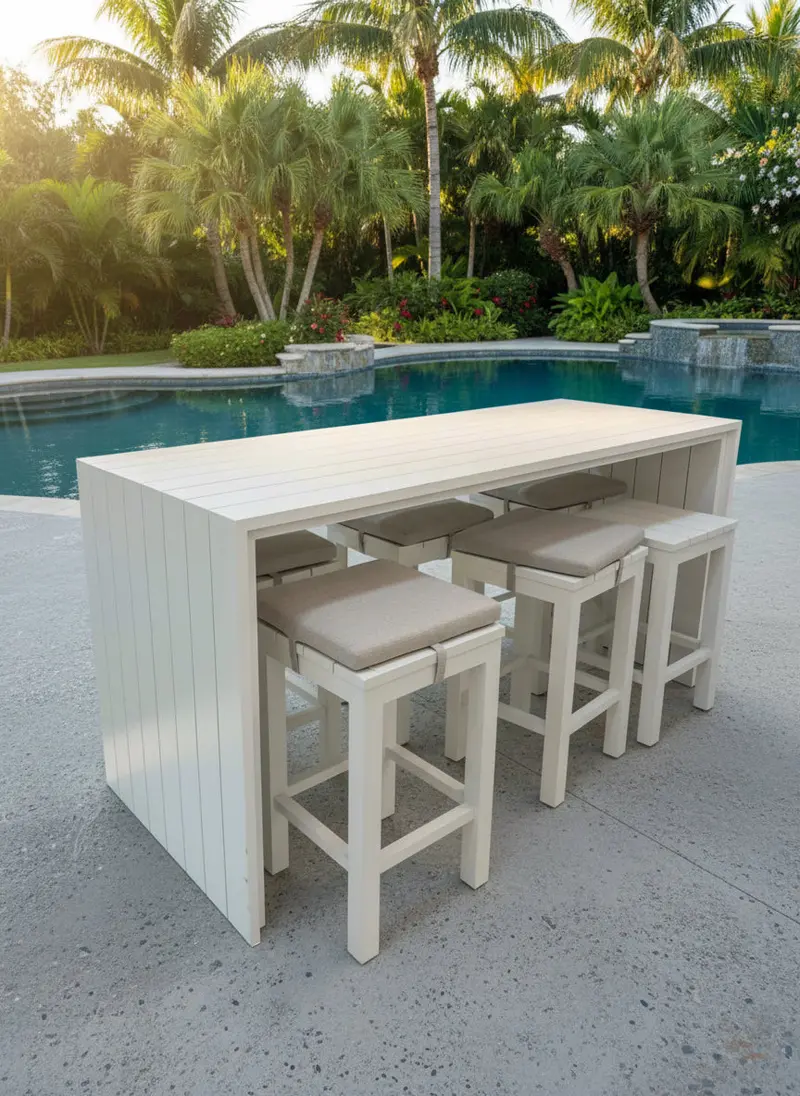 Niagra 7-Piece White Aluminum Outdoor Bar Set 1