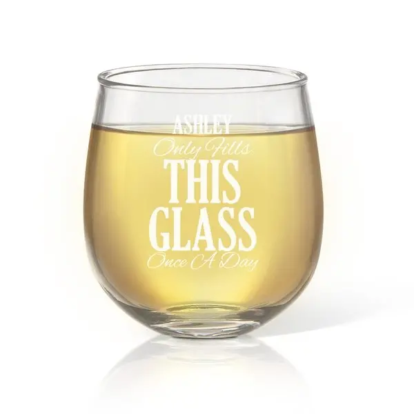 Once A Day Stemless Wine Glass – Minimalist Style 1